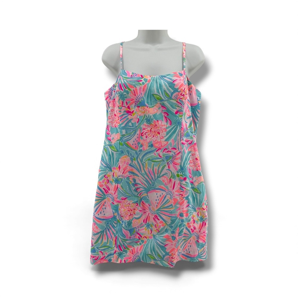 Lilly Pulitzer Womens Dress Size 16 Blue Pink Floral Tie Back‎ Mini